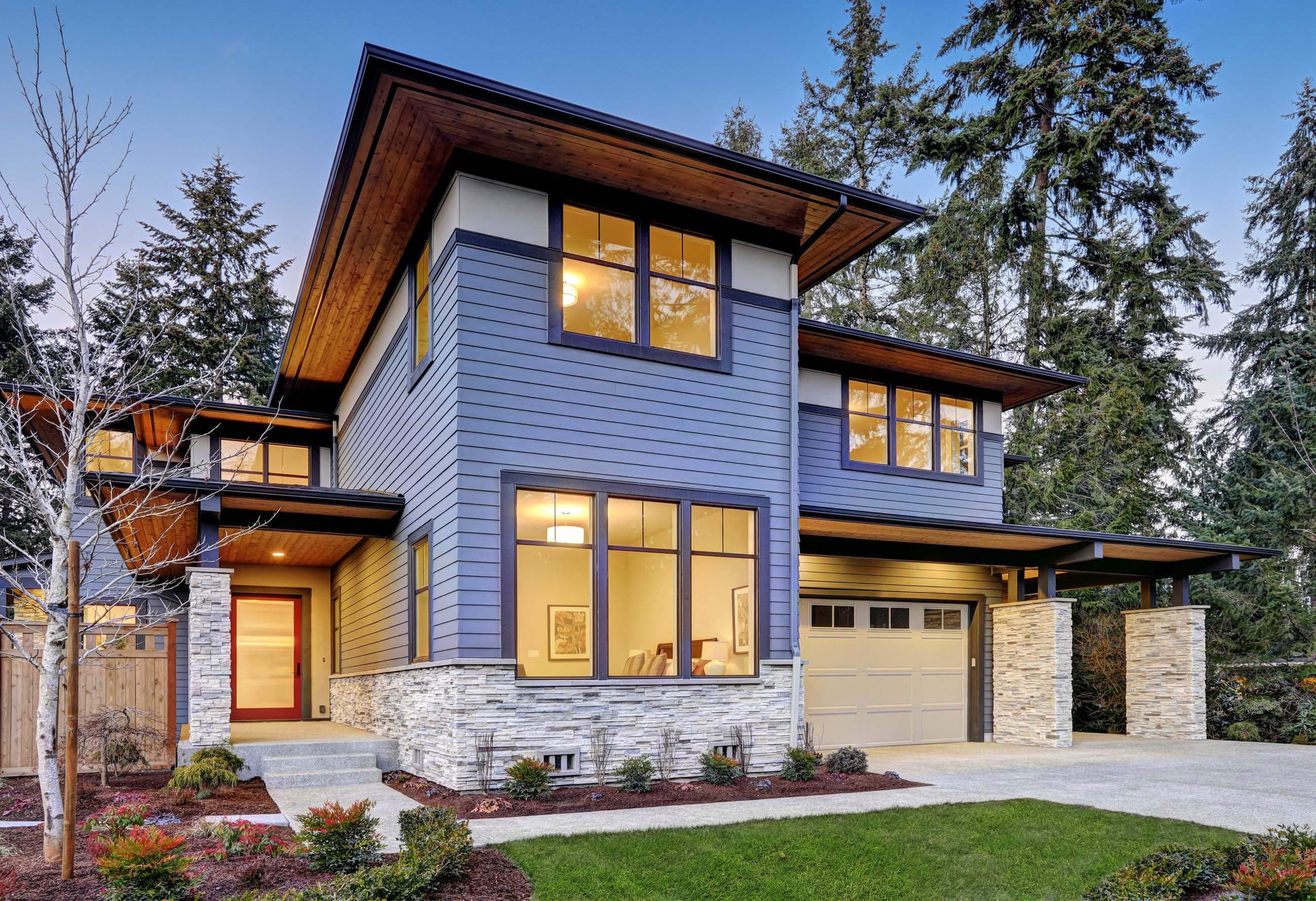Luxury Bay Area home at dusk